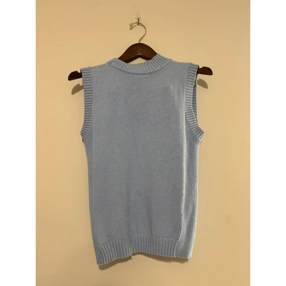 PRETTYGARDEN Womens Light Blue Mock Neck Knit Sweater Vest Sleeveless Size M - Picture 3 of 8
